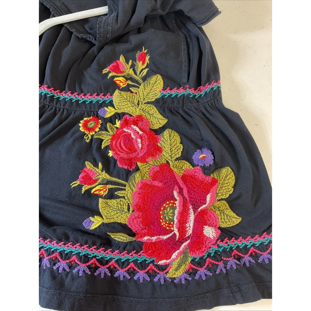 Johnny Was Nya Tiered Floral Embroidery Knit Black Boho Dress Size XXL‎ casual - Picture 3 of 9